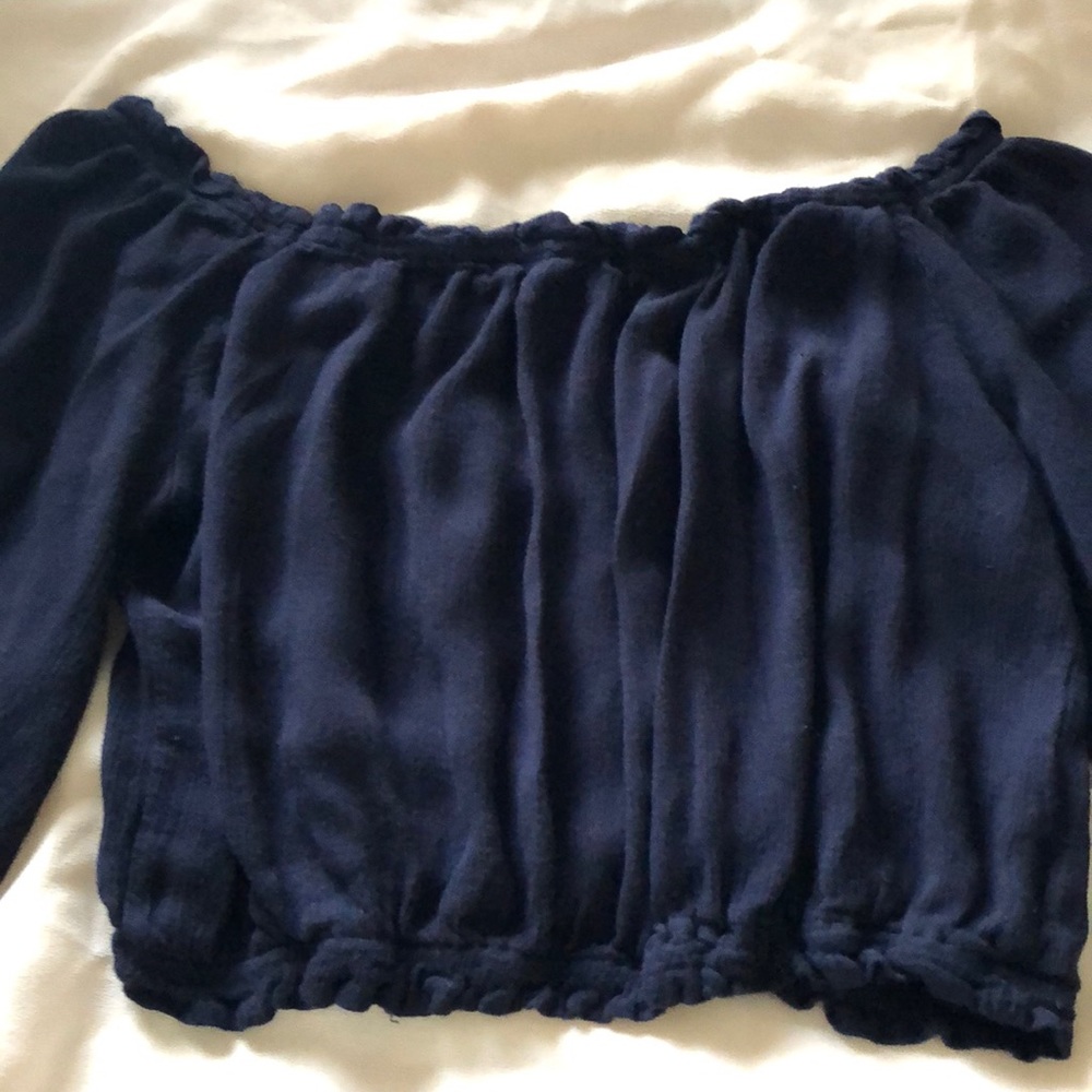 A navy blue blouse
